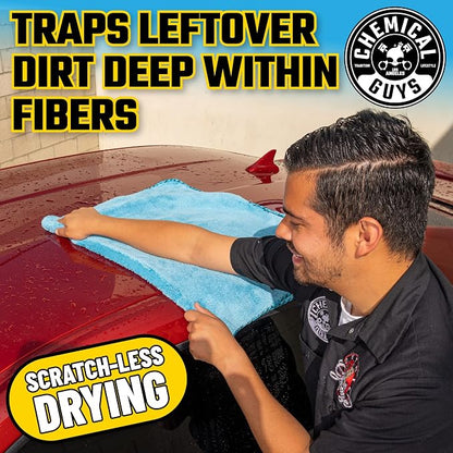 Chemical Guys Woolly Mammoth Large Microfiber Drying Towel - 36 x 25 Inch Blue, Ultra Plush Super Absorbent Car Drying Towel for Cars, Trucks, SUVs, Motorcycles, RVs, and Auto Detailing
