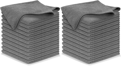 USANOOKS Microfiber Cleaning Cloth Grey - 24 Pcs (12.5"x12.5") - High Performance - 1200 Washes, Ultra Absorbent Microfiber Towel Weave Grime & Liquid for Streak-Free Mirror Shine - Car Washing Cloth