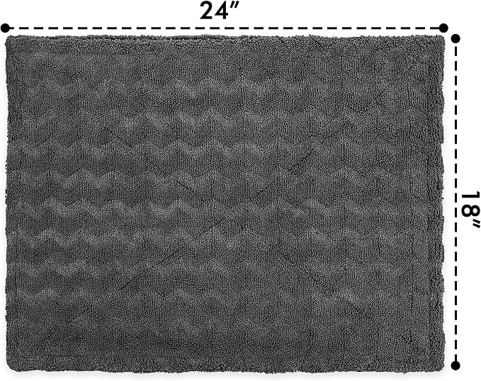 Greenfound 1000GSM Car Drying Towel 18"x24", Edgeless Double Twist Pile, Ultra Absorbent Microfiber Towel, Scratch-Free Lint-Free Streak-Free for Auto Detailing & Car Wash – Check Silver&Grey