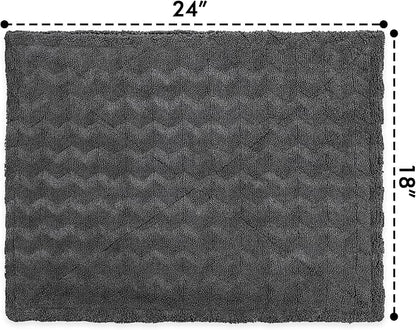 Greenfound 1000GSM Car Drying Towel 18"x24", Edgeless Double Twist Pile, Ultra Absorbent Microfiber Towel, Scratch-Free Lint-Free Streak-Free for Auto Detailing & Car Wash – Check Silver&Grey