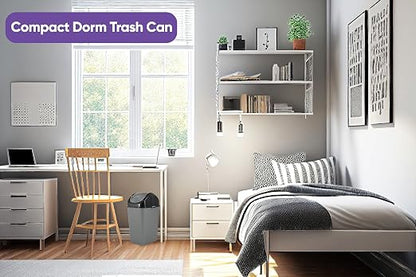 Superio Office Trash Can with Lid 9 Gallon Kitchen Garbage Can Bedroom Waste Basket 37 Qt. Swing Top Trashcan Plastic Durable Waste and Recycle Bin (2, Grey/Black)