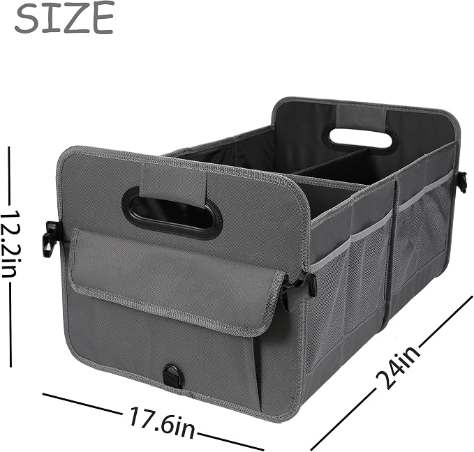 AOKJOY Car Trunk Organizer Car Storage Organizer Collapsible Multi Compartment Car Organizer Adjustable Straps Car Organizer for SUV(Gray)