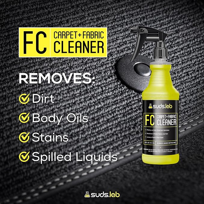 Suds Lab FC Carpet & Fabric Cleaner Interior Upholstery, Car Detailing for Seat, Cloth, Stains and Removes Odor with Clean Fresh Scent, 32oz.