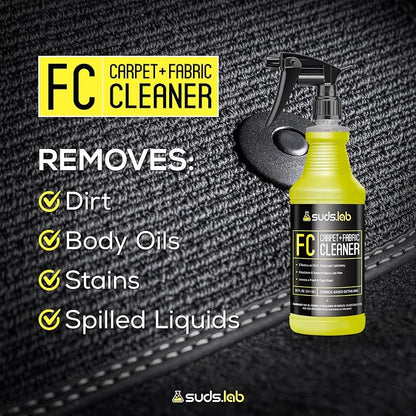Suds Lab FC Carpet & Fabric Cleaner Interior Upholstery, Car Detailing for Seat, Cloth, Stains and Removes Odor with Clean Fresh Scent, 32oz.