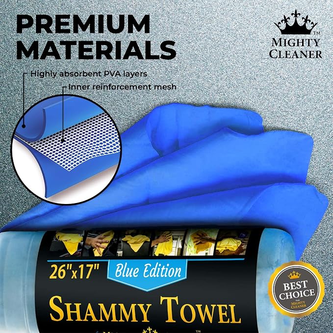 Premium 2pk +1 Free Shammy Cloth for Car Drying - 26"x17" - Super Absorbent Chamois Towel - Scratch-Free, Reusable & Soft Wash Cloth - Car Drying Towels