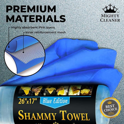 Premium 2pk +1 Free Shammy Cloth for Car Drying - 26"x17" - Super Absorbent Chamois Towel - Scratch-Free, Reusable & Soft Wash Cloth - Car Drying Towels