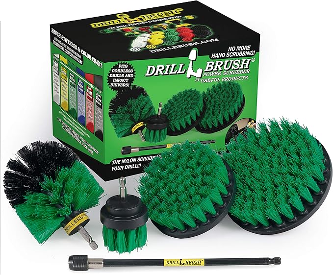 Kitchen Cleaning Supplies - Drill Brush Set with Extension - Counter Scrubbing Brushes, Stove Cleaning Tools - Oven Spot Cleaning Tool - Home Sink Scrubbing Brush Set - Cast Iron Pot Cleaning Brushes