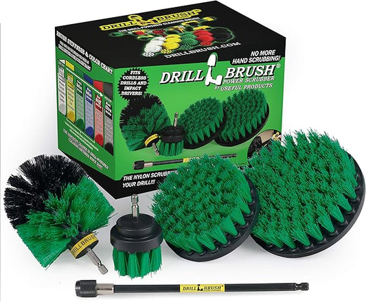 Kitchen Cleaning Supplies - Drill Brush Set with Extension - Counter Scrubbing Brushes, Stove Cleaning Tools - Oven Spot Cleaning Tool - Home Sink Scrubbing Brush Set - Cast Iron Pot Cleaning Brushes