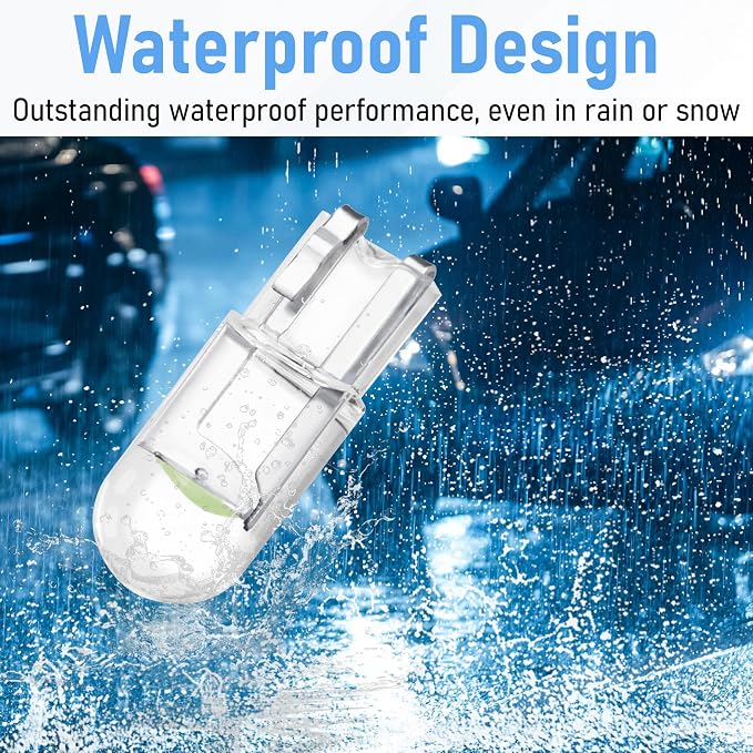 ecocstm 30 PCS Car 194 LED Bulbs, 168 2825 W5W T10 Wedge COB LED Replacement Bulb, Error Free Interior Bulb for Dashboard Light, Dome Lights (Ice Blue)