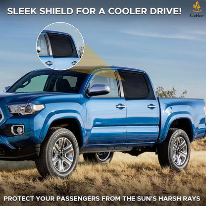 EcoNour Car Rear Window Sun Shades Compatible for Toyota Tacoma | 2Pack Breathable Sunshade with 100% UV & Mosquito Protection | Mesh Rear Window Covers for Privacy & Blackout-Car Window Accessories