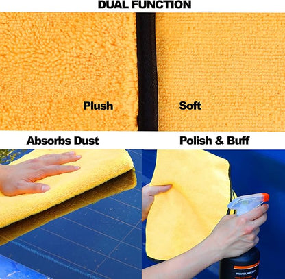 Simple Houseware Professional Grade Microfiber Towels for Car, 16" x 16", 12 Pack, 440 GSM