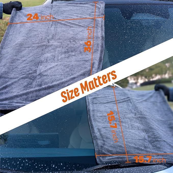 Car Drying Towel 1300 GSM, XL 24"x36", Microfiber Car Drying Towel, Twisted Loop Auto Drying Cloth, Ultra Absorbent, Fast Dry, Streak-Free Drying, Lint-Free & Scratch-Free, for Cars SUVs Trucks