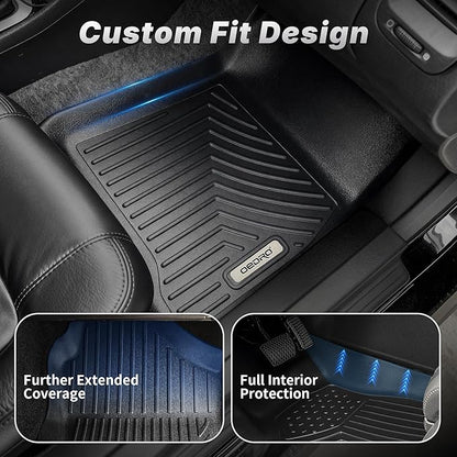 OEDRO Floor Mats Fit for 2019-2026 Chevy Silverado/GMC Sierra Denali 1500 & 2020-2026 Silverado/Sierra 2500HD/3500HD Crew Cab Without Rear Underseat Storage Box, TPE All-Weather Car Mats, Black