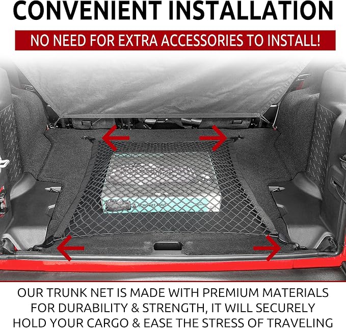Floor Style Trunk Cargo Net for Jeep Wrangler JK Rubicon Sahara Unlimited 4 - Door 2007 - 2018 New