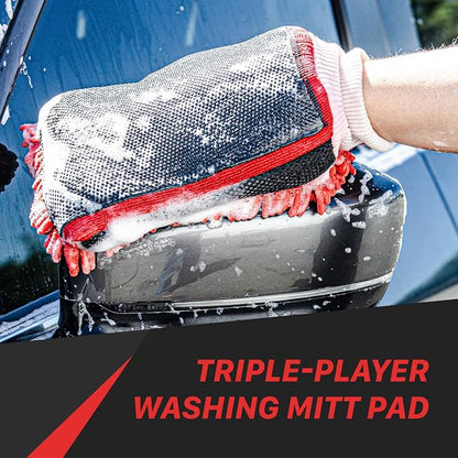 Maxshine Universal Red Chenille Professional Detailing Clay Mitt - Ideal Wash Mitts for Car, SUV, Trucks, Boats, RV Washing - High Efficiency Detailing Wash Mitt - Auto Detailing Accessories