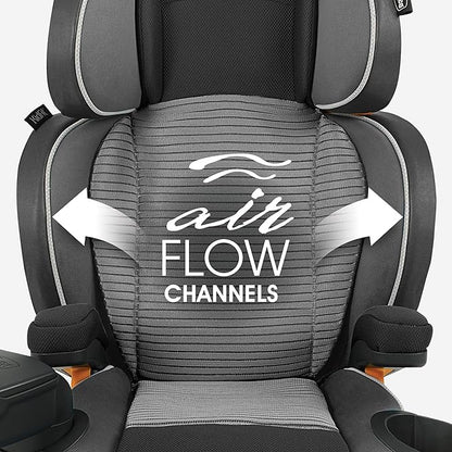 Chicco KidFit Zip Air Plus 2-in-1 Belt Positioning Booster Car Seat, Backless and High Back Booster Seat, for Children Aged 4 Years and Up and 40-100 lbs, Q Collection/Black/Grey