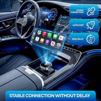 Wireless Apple CarPlay Adapter - Upgraded 2026 Android Auto Adapter Having (2.4GHz+5.8GHz) Connection - Supports Both iPhone (iOS 10+) Android (11+), 2-in-1 Wired to Wireless Plug and Play