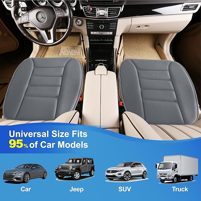 Lofty Aim Car Seat Cushion, Driver Cushion with Comfort Memory Foam & Non-Slip Rubber Bottom, Car Seat Pad Works with 95% of Vehicles and Office Chair or Home - 4D Dark Grey