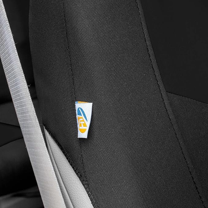 Universal Fit Chevron Flat Cloth Car Seat Covers Full Set - Black