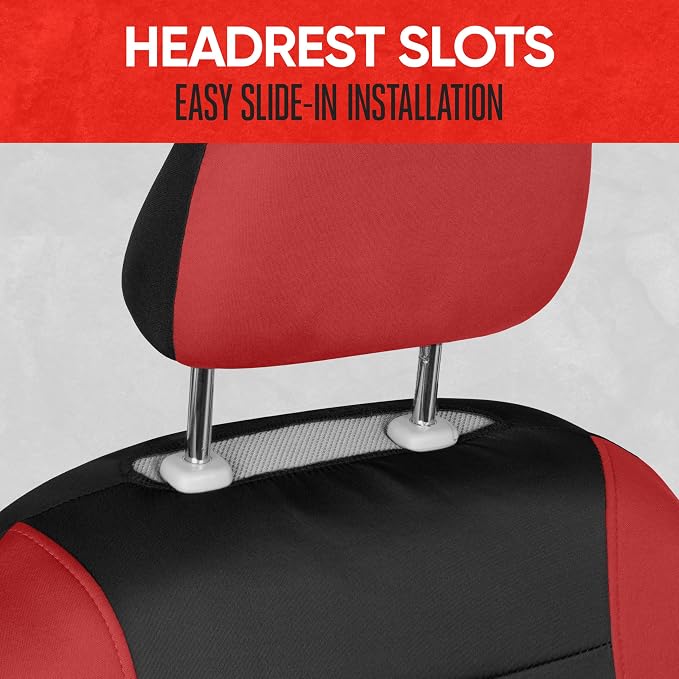 Motor Trend Red Cloth Car Seat Covers for Front Seats – Premium Automotive Bucket Seat Covers, Made for Vehicles with Removable Headrests, Interior Covers for Car Truck Van SUV