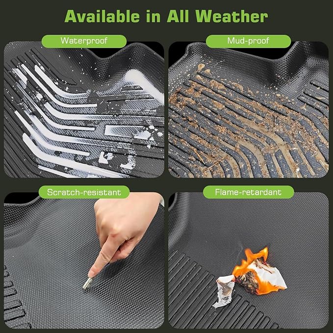 Floor Mats for Ford Transit Connect 2014-2021, TPE Waterproof Non-Slip All Weather Protection Custom, Front Row Floor Liners Set, Black