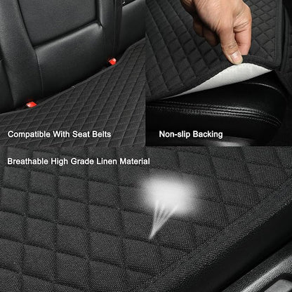 West Llama Linen Car Seat Covers,Bottom Seat Covers for Cars Include 1 Rear Bench Cover Universal Fits 90% Vehicles,SUVs,Cars,Sedans,Black