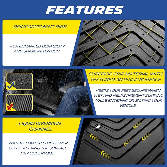 Michelin Vehicle Mats, All-Weather TPE Custom Fit Liner for 2024-2026 Toyota Tacoma Double Cab Auto Tran TRD/SR/SR5/Limited, Not Fit Hybrid or XtraCab, Elite