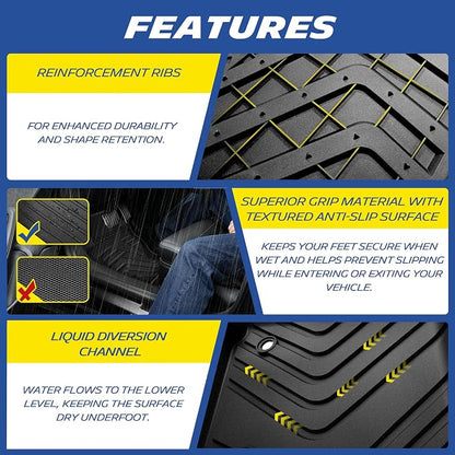 Michelin Vehicle Mats, All-Weather TPE Custom Fit Liner for 2024-2026 Toyota Tacoma Double Cab Auto Tran TRD/SR/SR5/Limited, Not Fit Hybrid or XtraCab, Elite