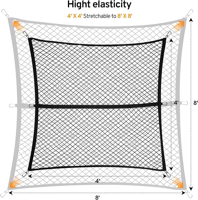 Cargo Net for Pickup Truck Bed for Toyota Tacoma XtraCab Double Cab SR5 Off-Road Pro 2000-2025 2026 Accessories Mesh Organizer Stretchable 4'x4' to 7'x7' Netting Highly Elastic