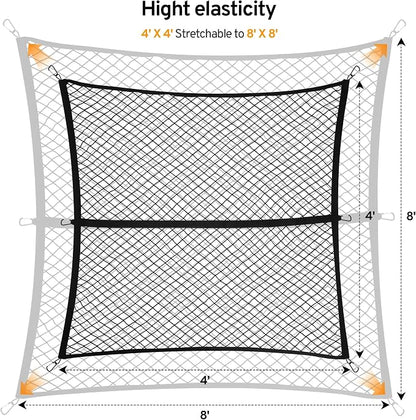 Cargo Net for Pickup Truck Bed for Toyota Tacoma XtraCab Double Cab SR5 Off-Road Pro 2000-2025 2026 Accessories Mesh Organizer Stretchable 4'x4' to 7'x7' Netting Highly Elastic