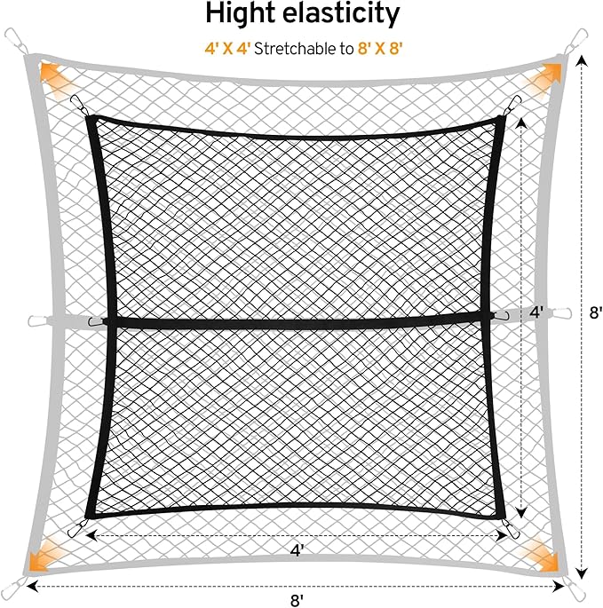 Cargo Net for Pickup Truck Bed for Honda Ridgeline 2000-2025 2026 Accessories Mesh Organizer Stretchable 4'x4' to 7'x7' Netting Highly Elastic