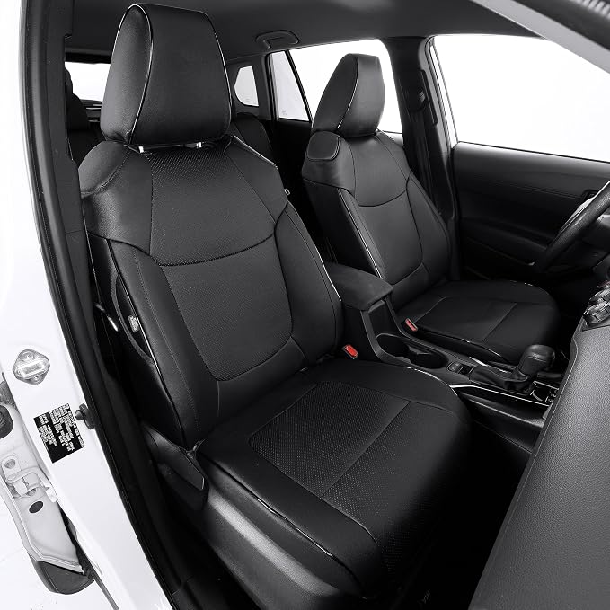 TTX LIGHTING Custom Fit Seat Covers for Toyota Corolla Cross Hybrid 2023 2024 2025 2026 SE,XES,Full Set Faux Leather Cross Hybrid Seat Covers Black