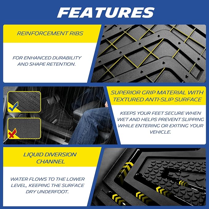 Michelin Vehicle Mat, All-Weather TPE Custom Fit Liner for Tesla Model Y 5 Seat Floor Mats 2025-2027 (3 Piece), Elite