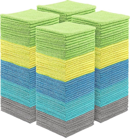 HOMEXCEL 400 Pack Microfiber Cleaning Cloths, Microfiber Towels for Cars, Lint Free & Scratch-Free Bulk Cleaning Rags for House, Kitchen, Car and Shop, Absorbent Cleaning Towels 11.5 x 11.5 inch