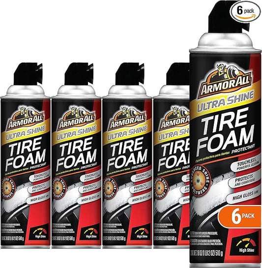 Armor All Tire Foam Ultra Shine, 18-Fluid Ounce Cans (Pack of 6)