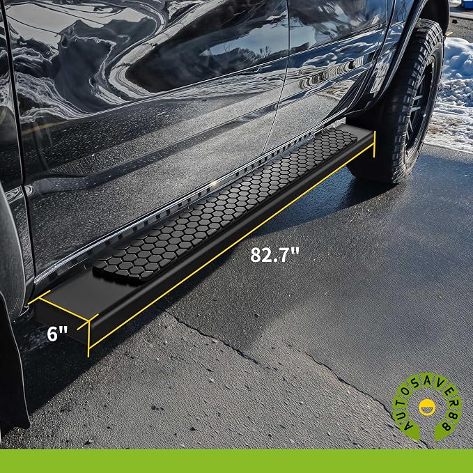 AUTOSAVER88 6 Inches Running Boards Compatible with 2009-2018 RAM 1500, 2010-2026 RAM 2500/3500, 2019-2024 RAM 1500 Classic New Body Crew Cab, Stainless Steel Side Steps Black Step Bars Nerf Bars