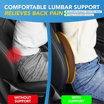 Lofty Aim Lumbar Support Pillow for Car, Memory Foam Lumbar Pillow for Lower Back Pain Relief - Back Cushion for Driving, Chair Support for Car-Office Chair, Wheelchair - Classic Brown