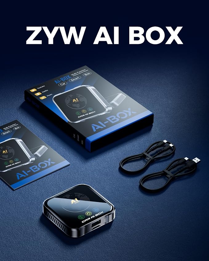 Magic AI Box Wireless CarPlay Adapter, Fast Car Video Box Plug & Play, Easy Setup, Supports Netflix/YouTube/TF Card Streaming Equalizers and More for OEM Wired CarPlay/Android Auto Cars (Glossy Black)