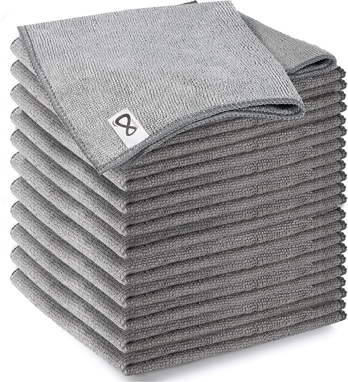 Microfiber Cleaning Cloth 12 Pack, 13 x 13 inch Microfiber Towels for Cars, High Performance Ultra Absorbent Car Washing Cloth, Lint Free Streak Free Cleaning Rags, 1200 Washes