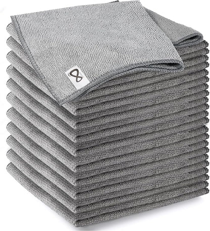 Microfiber Cleaning Cloth 12 Pack, 13 x 13 inch Microfiber Towels for Cars, High Performance Ultra Absorbent Car Washing Cloth, Lint Free Streak Free Cleaning Rags, 1200 Washes