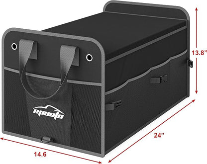EPAuto Car Trunk Organizer with Adjustable Multi Compartment, Removal Lid and Securing Straps, Black