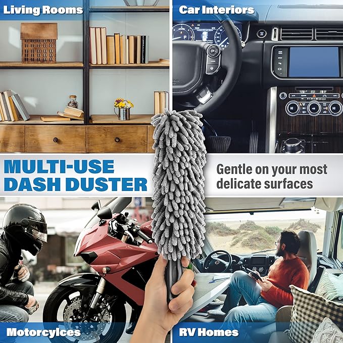 Relentless Drive Car Duster Interior 14" – Ultimate Dash Duster for Women & Men, Chenille Car Accessories Interior, Lint & Scratch-Free