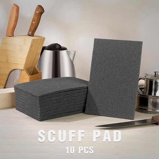 S SATC 6" x 9" Gray General Purpose Scuff Pads,10 Pack Automotive Pads for Scuffing,Scouring,Sanding,Paint Primer Prep Adhesion Scratch for Woodworking,Automotive Restoration