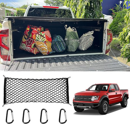 for Ford F150 Envelope Style Truck Bed Cargo Net - Fits 2013-2024 2025 2026 F150 Accessories Cargo Net for Pickup Truck Bed - Heavy Duty Carabiners
