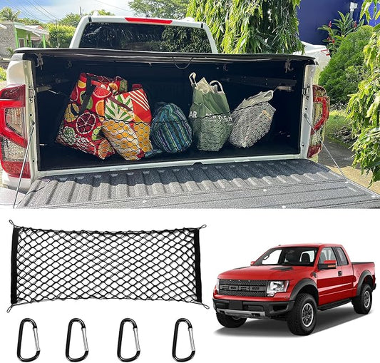 for Ford F150 Envelope Style Truck Bed Cargo Net - Fits 2013-2024 2025 2026 F150 Accessories Cargo Net for Pickup Truck Bed - Heavy Duty Carabiners