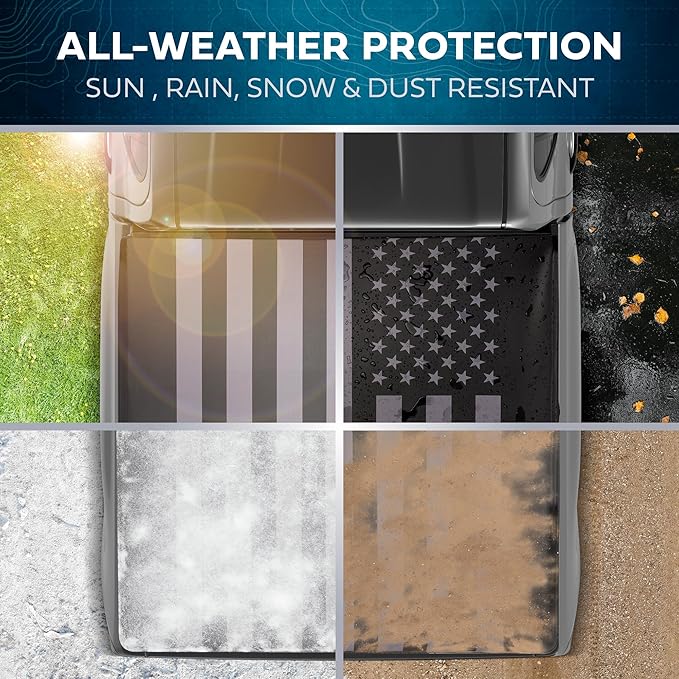 American Flag Truck Tonneau Cover for Ram 1500 2009-2026 (NO RAMBOX) with Short 5.7 ft Bed Length, All-Weather Soft Roll Truck Bed Cover for Truck Black/Gray Flag