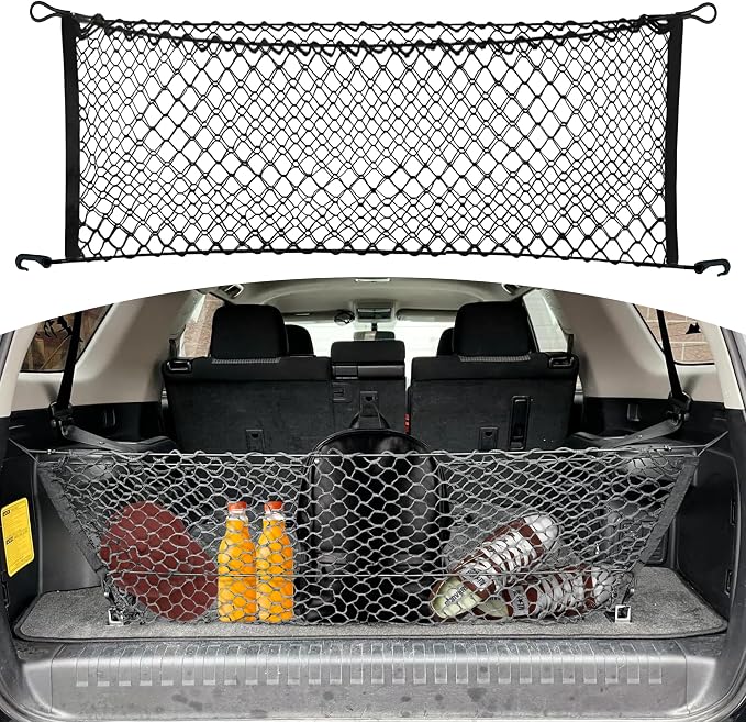 Envelope Style Automotive Elastic Trunk Mesh Cargo Net for Toyota 4Runner 3 Row Model Only 2010-2026 - Premium Trunk Organizer and Storage - Luggage Net for SUV - Best Car Organizer