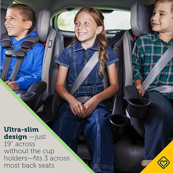 Safety 1st EverSlim 4-in-1 Convertible Car Seat, SecureTech Chest Clip, Ultra-Slim, 4-Mode Infant to Booster, Baby Car Seat, 5-100 lbs, Memory Foam, Fiddlehead