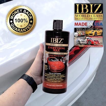 IBIZ® World Class Car Wax - 32oz Professional Grade, Premium Carnauba Car Wax for Ultimate Shine, Deep Gloss and Advanced Protection. Hydrophobic Top Coat - Safe For All Automotive Finishes.