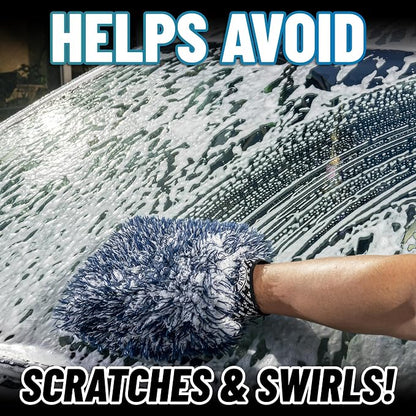 Chemical Guys, The Dually, Dual-Fiber, Wet-Dry Use, Microfiber Wash Mitt, (Car Wash Mitt Great for Car, Truck, SUV, RV, & More) Dark Blue + White, (2 Pack) MIC51702